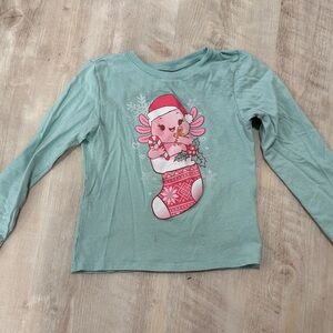 The Children's Place Green Long Sleeve Shirt with Santa Stocking Design